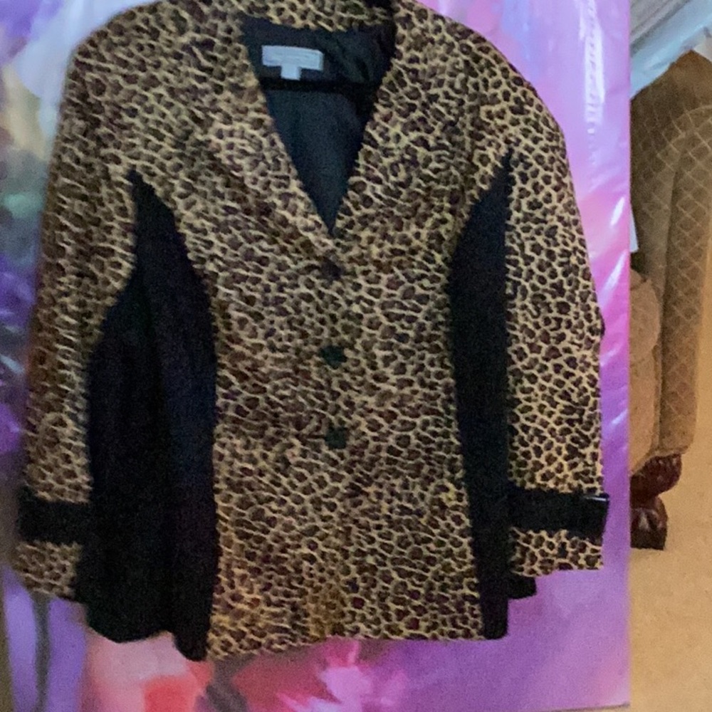 George Simonton Animal Print Blazer with Black Details
